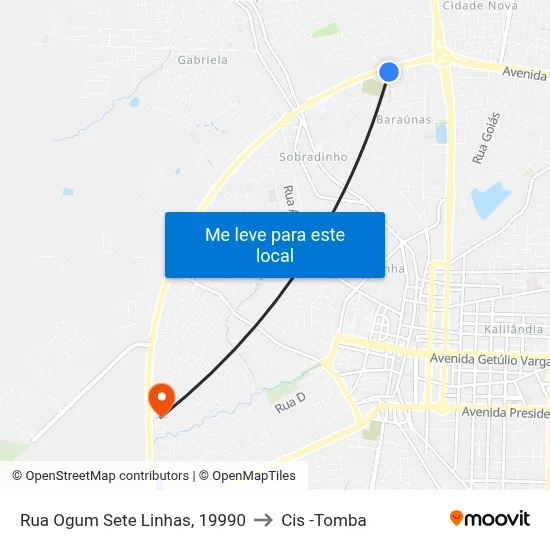 Rua Ogum Sete Linhas, 19990 to Cis -Tomba map