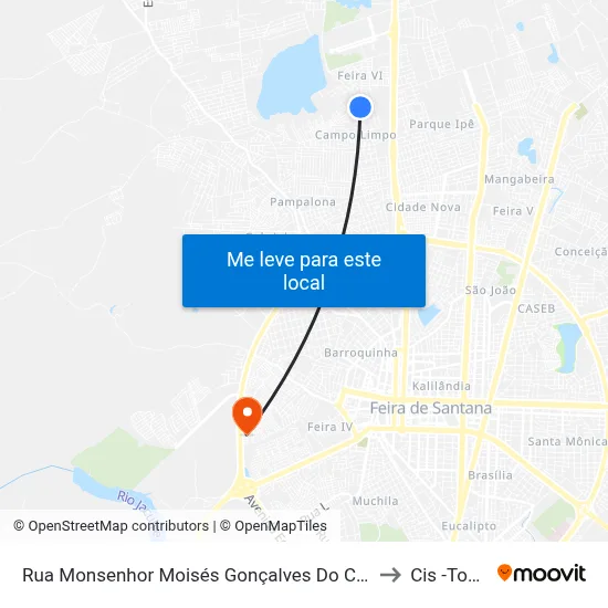 Rua Monsenhor Moisés Gonçalves Do Couto, 3198 to Cis -Tomba map