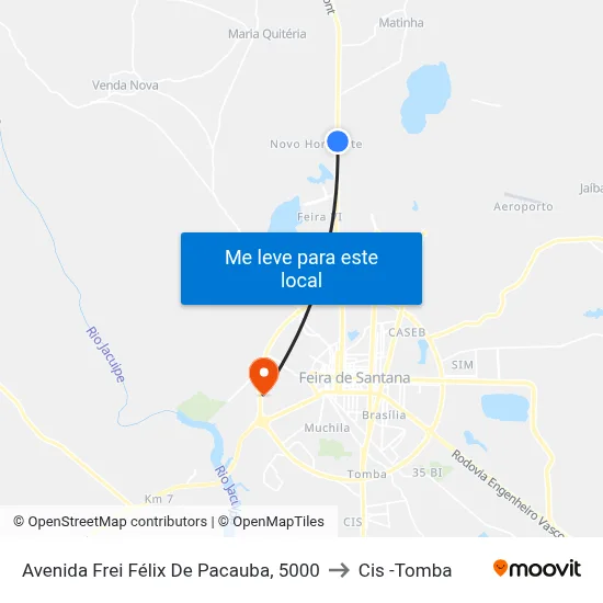 Avenida Frei Félix De Pacauba, 5000 to Cis -Tomba map