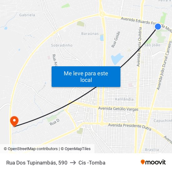 Rua Dos Tupinambás, 590 to Cis -Tomba map