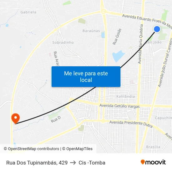 Rua Dos Tupinambás, 429 to Cis -Tomba map