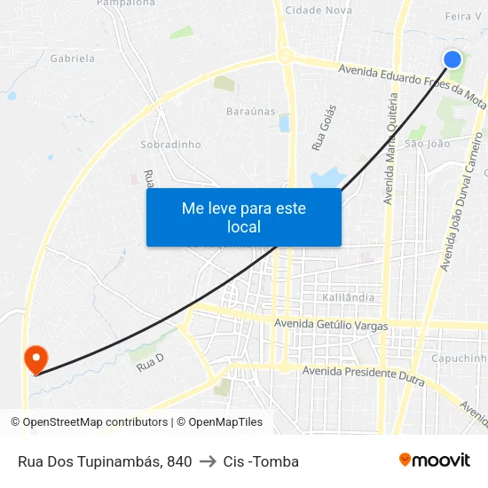 Rua Dos Tupinambás, 840 to Cis -Tomba map