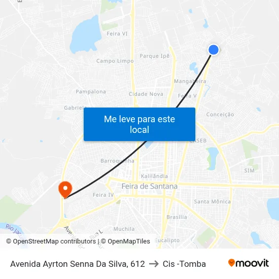 Avenida Ayrton Senna Da Silva, 612 to Cis -Tomba map