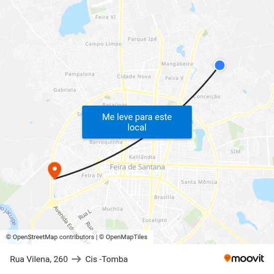 Rua Vilena, 260 to Cis -Tomba map