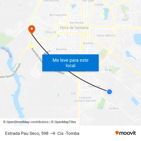 Estrada Pau Seco, 598 to Cis -Tomba map