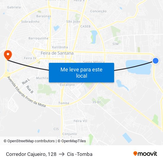 Corredor Cajueiro, 128 to Cis -Tomba map