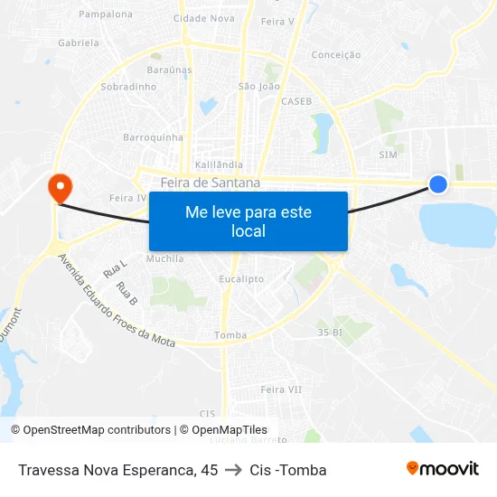 Travessa Nova Esperanca, 45 to Cis -Tomba map