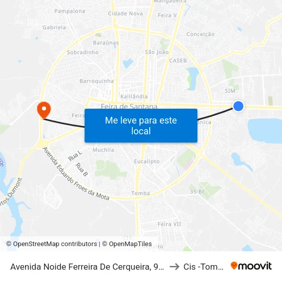 Avenida Noide Ferreira De Cerqueira, 974 to Cis -Tomba map