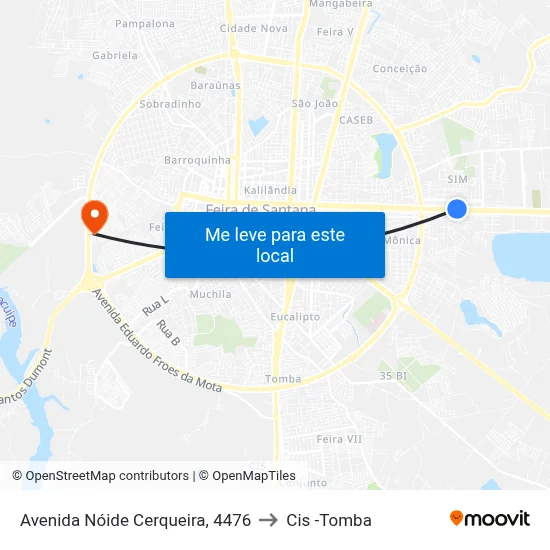 Avenida Nóide Cerqueira, 4476 to Cis -Tomba map