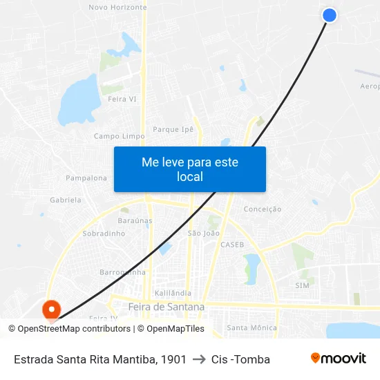 Estrada Santa Rita Mantiba, 1901 to Cis -Tomba map