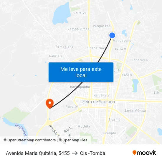 Avenida Maria Quitéria, 5455 to Cis -Tomba map