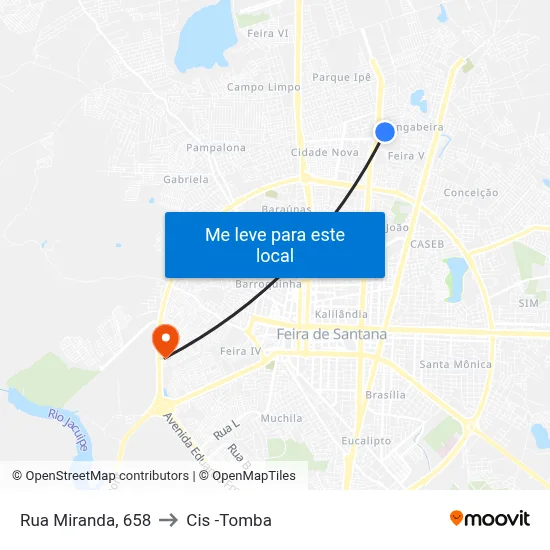 Rua Miranda, 658 to Cis -Tomba map