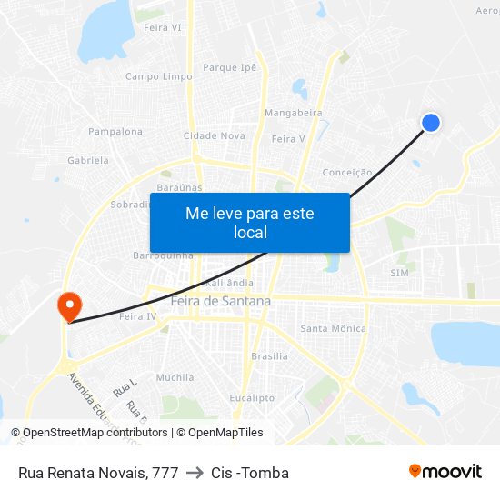 Rua Renata Novais, 777 to Cis -Tomba map