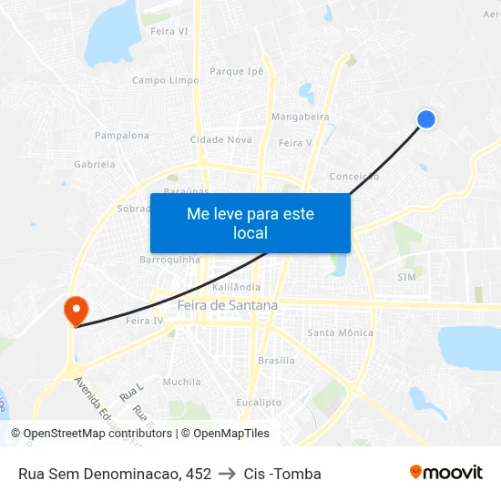 Rua Sem Denominacao, 452 to Cis -Tomba map