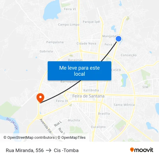 Rua Miranda, 556 to Cis -Tomba map