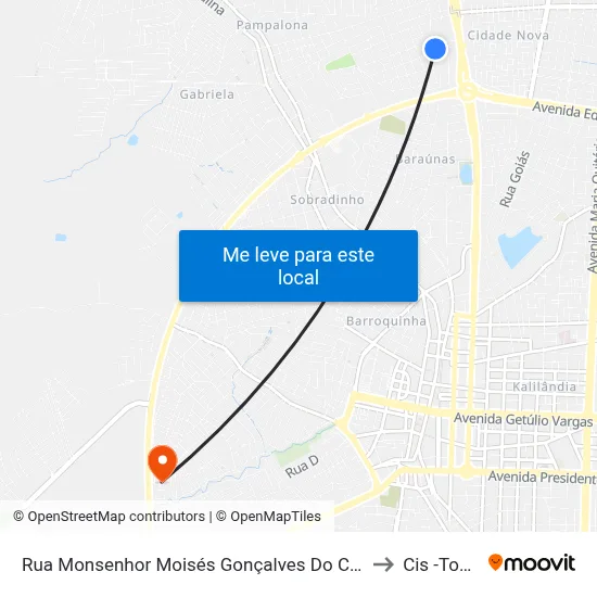 Rua Monsenhor Moisés Gonçalves Do Couto, 1130 to Cis -Tomba map