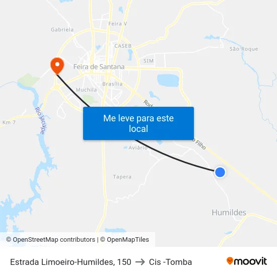 Estrada Limoeiro-Humildes, 150 to Cis -Tomba map