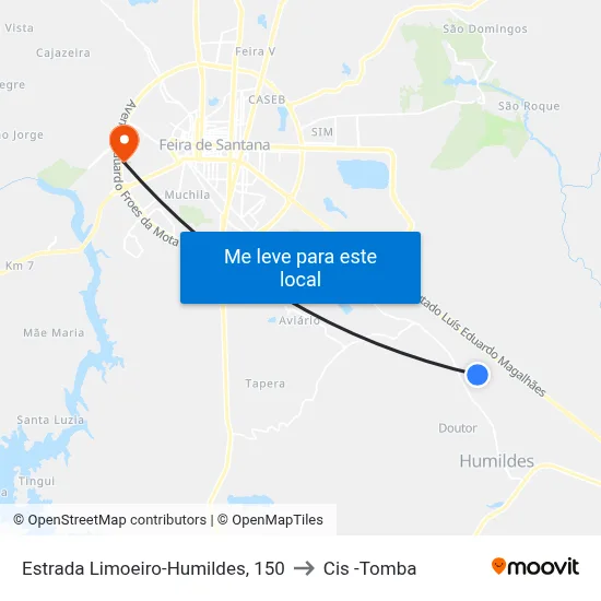 Estrada Limoeiro-Humildes, 150 to Cis -Tomba map