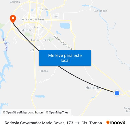 Rodovia Governador Mário Covas, 173 to Cis -Tomba map