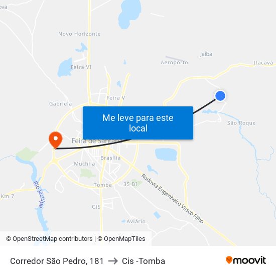 Corredor São Pedro, 181 to Cis -Tomba map