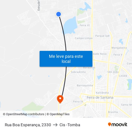 Rua Boa Esperança, 2330 to Cis -Tomba map