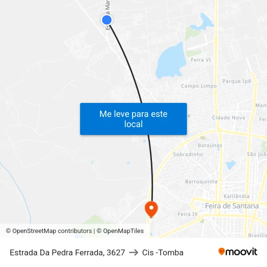 Estrada Da Pedra Ferrada, 3627 to Cis -Tomba map