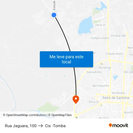 Rua Jaguara, 100 to Cis -Tomba map