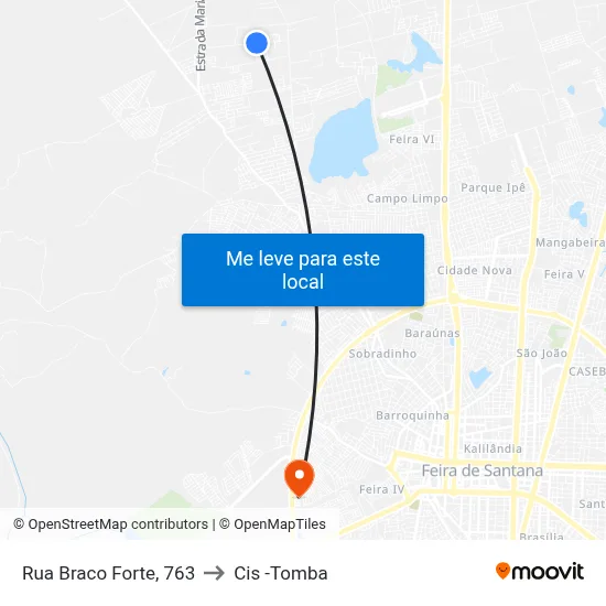 Rua Braco Forte, 763 to Cis -Tomba map