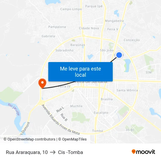 Rua Araraquara, 10 to Cis -Tomba map