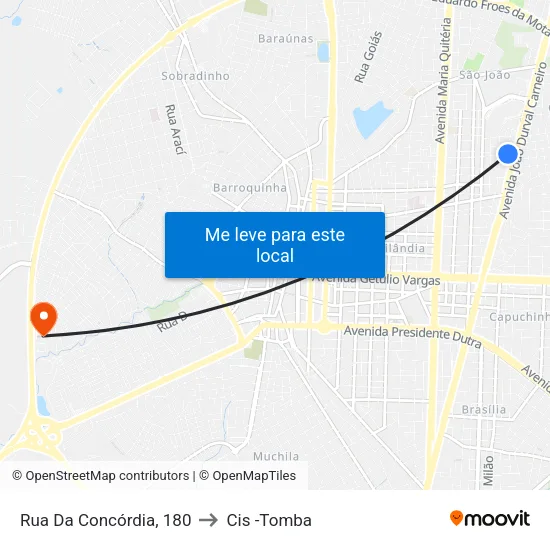Rua Da Concórdia, 180 to Cis -Tomba map