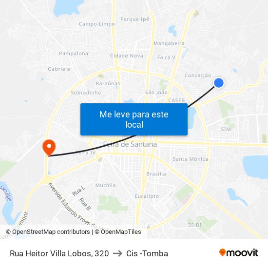 Rua Heitor Villa Lobos, 320 to Cis -Tomba map