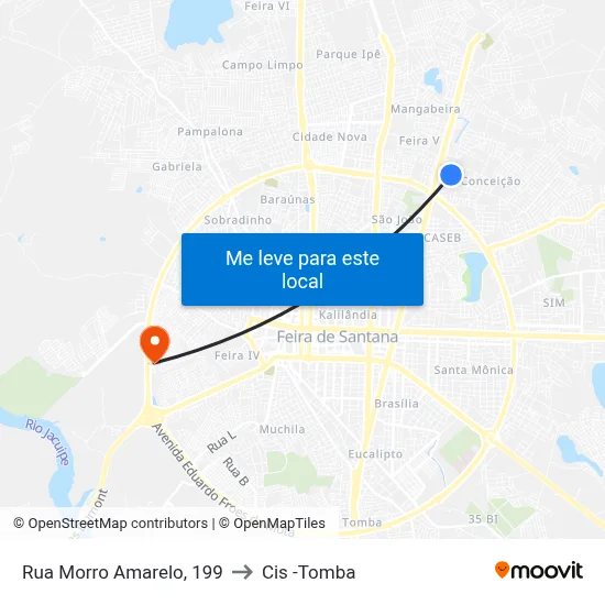 Rua Morro Amarelo, 199 to Cis -Tomba map
