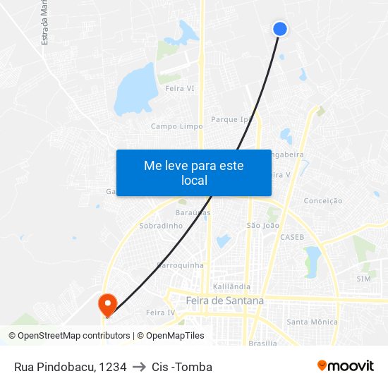 Rua Pindobacu, 1234 to Cis -Tomba map