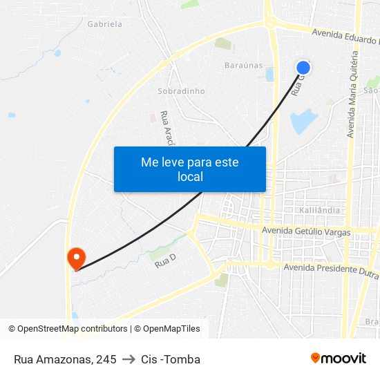 Rua Amazonas, 245 to Cis -Tomba map