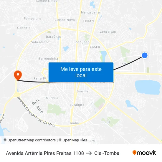 Avenida Artêmia Pires Freitas 1108 to Cis -Tomba map