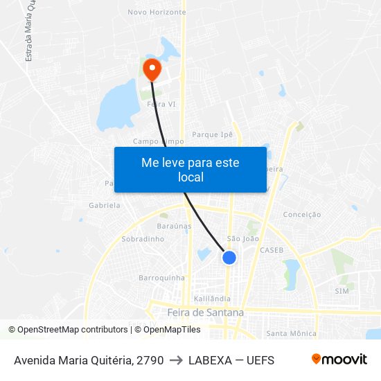 Avenida Maria Quitéria, 2790 to LABEXA — UEFS map