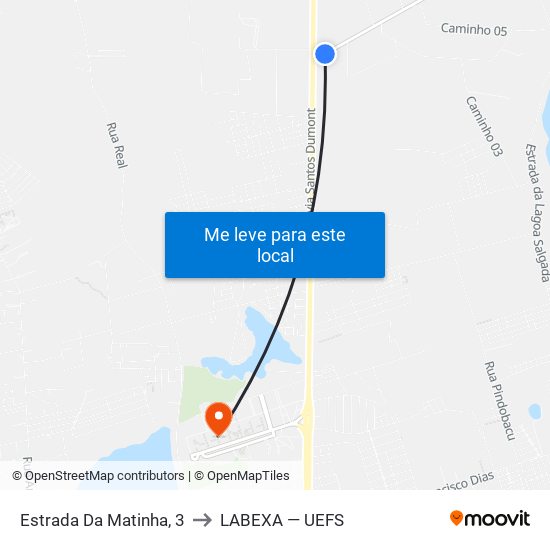 Estrada Da Matinha, 3 to LABEXA — UEFS map