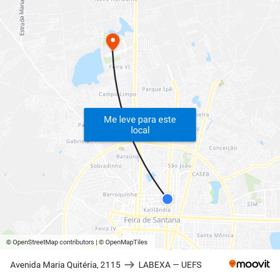 Avenida Maria Quitéria, 2115 to LABEXA — UEFS map