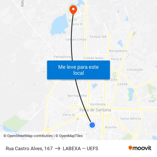 Rua Castro Alves, 167 to LABEXA — UEFS map