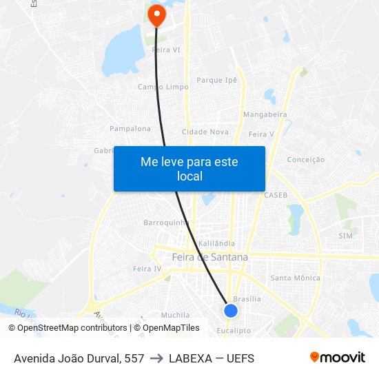 Avenida João Durval, 557 to LABEXA — UEFS map