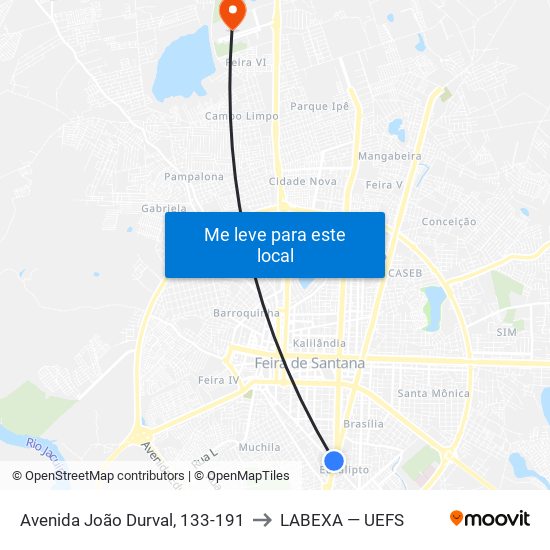 Avenida João Durval, 133-191 to LABEXA — UEFS map