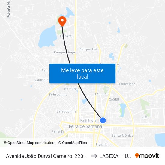 Avenida João Durval Carneiro, 2200-2232 to LABEXA — UEFS map