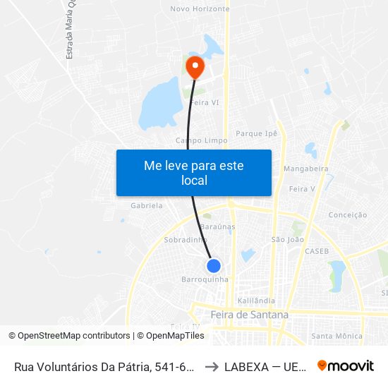 Rua Voluntários Da Pátria, 541-609 to LABEXA — UEFS map