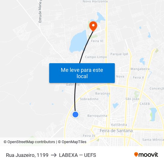 Rua Juazeiro, 1199 to LABEXA — UEFS map