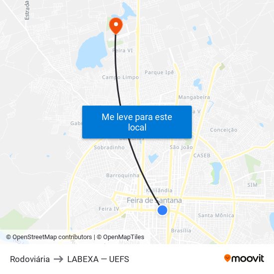 Rodoviária to LABEXA — UEFS map