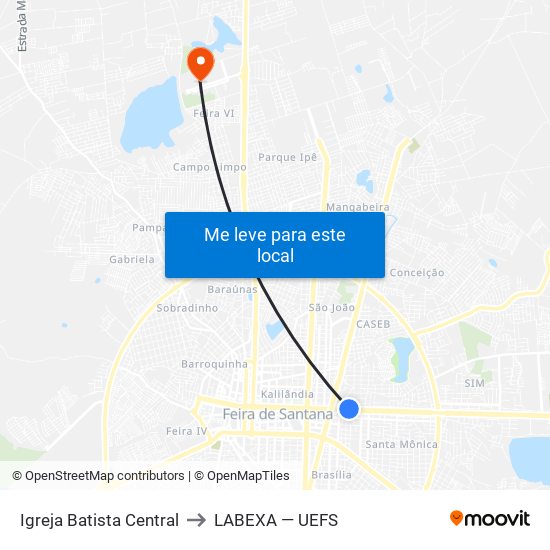 Igreja Batista Central to LABEXA — UEFS map