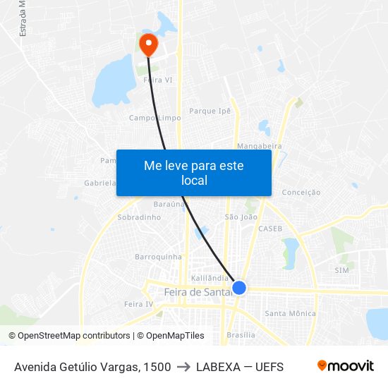 Avenida Getúlio Vargas, 1500 to LABEXA — UEFS map