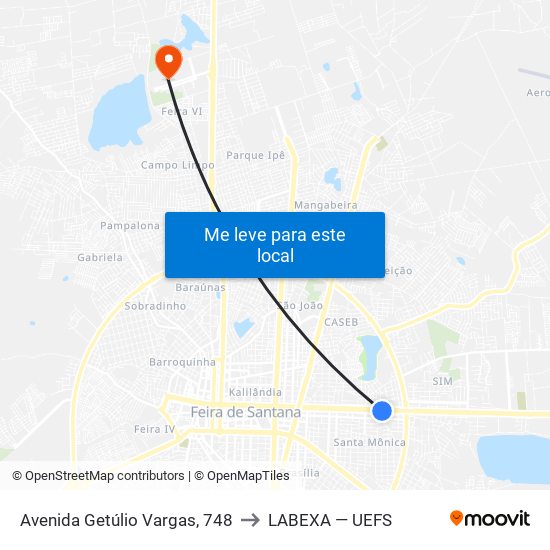 Avenida Getúlio Vargas, 748 to LABEXA — UEFS map