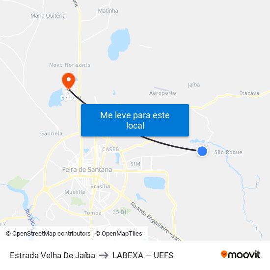 Estrada Velha De Jaíba to LABEXA — UEFS map