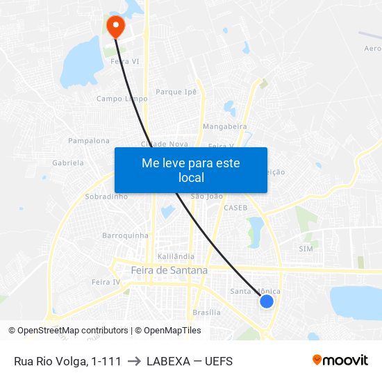 Rua Rio Volga, 1-111 to LABEXA — UEFS map